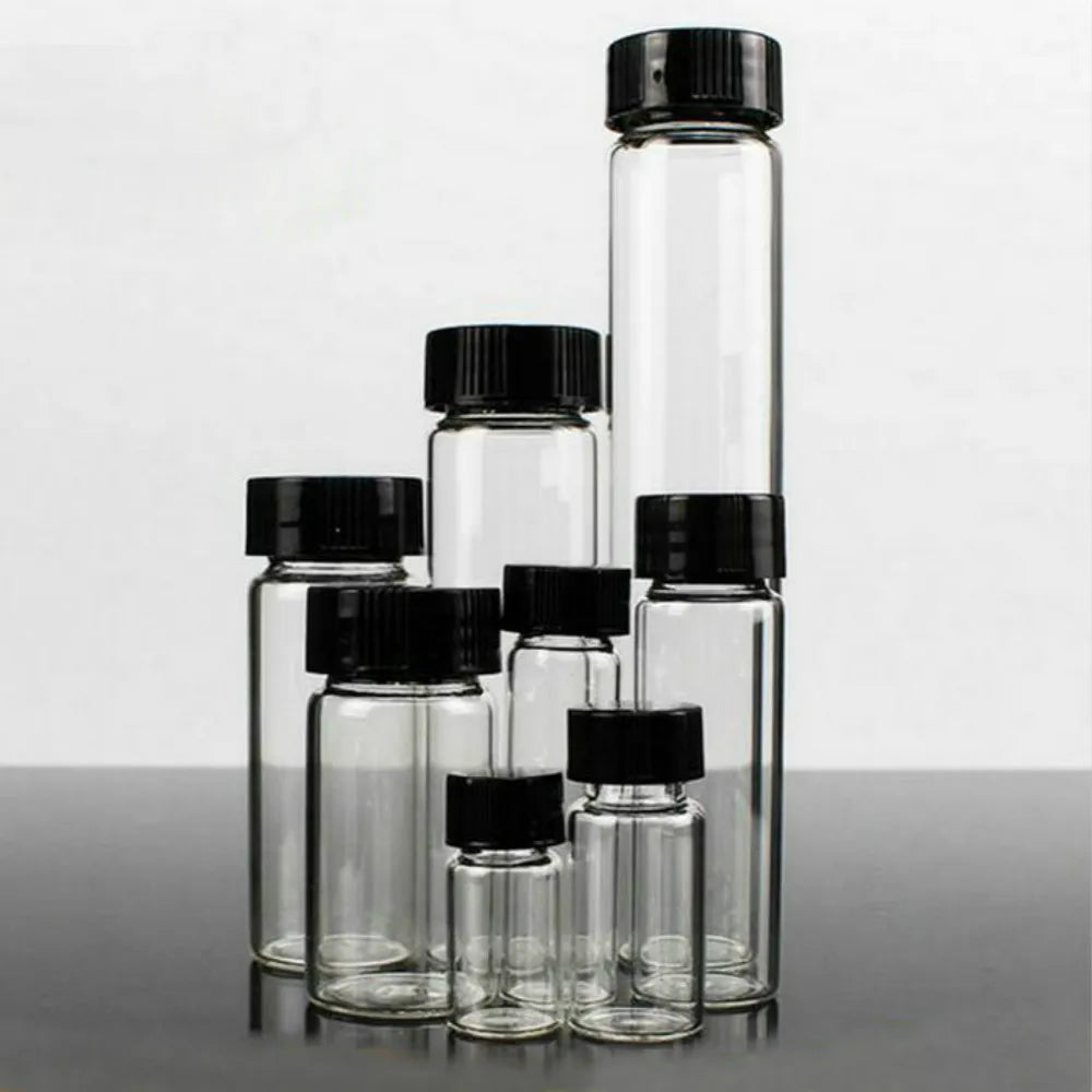 3–50ml Clear Glass Sample Bottles Essential Oil Lab Chemistry Vials