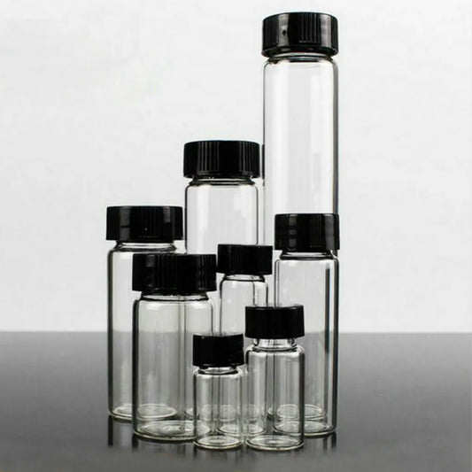 3–50ml Clear Glass Sample Bottles Essential Oil Lab Chemistry Vials