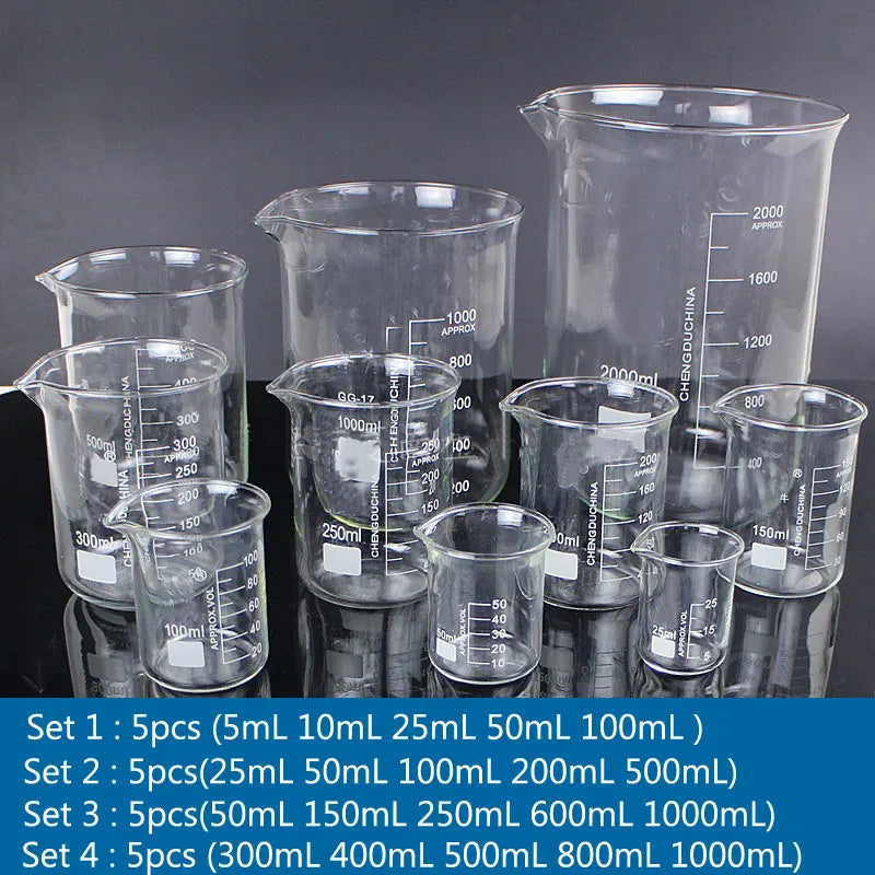 Lab Borosilicate Glass Beaker Set Chemical Experiment Laboratory Equipment