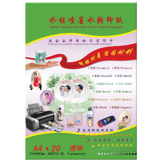 A4 Inkjet Waterslide Decal Paper Transparent Clear Transfer Sheets