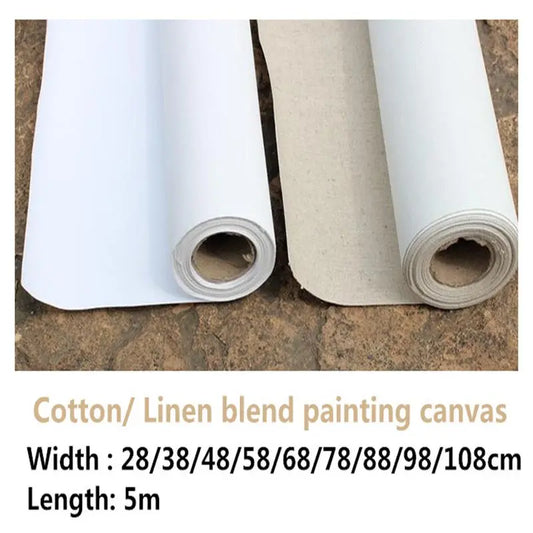 5m Artist Primed Canvas Roll Linen Blend / 100% Cotton Painting Canvas